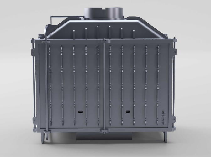 Siyah Camlı Klapeli Döküm Şömine Haznesi Tek Camlı 70 cm