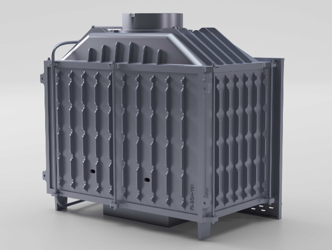 Siyah Camlı Klapeli Döküm Şömine Haznesi Tek Camlı 70 cm