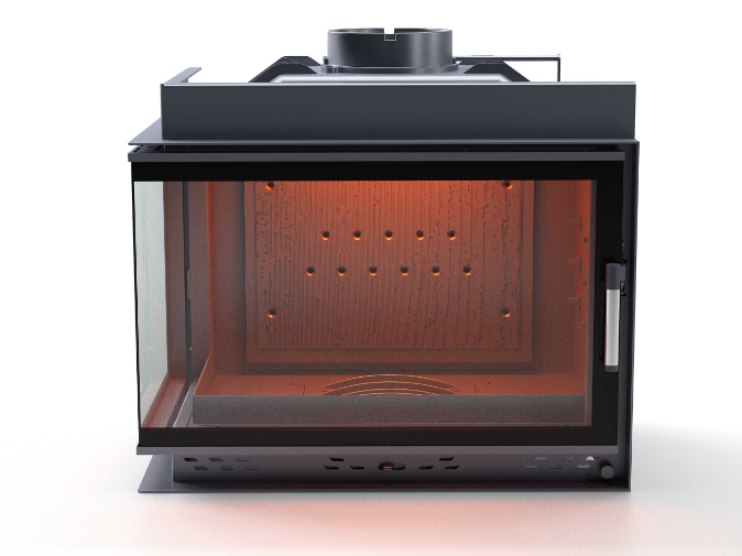 Siyah Camlı Klapeli Döküm Şömine Haznesi Sol Camlı 70 cm