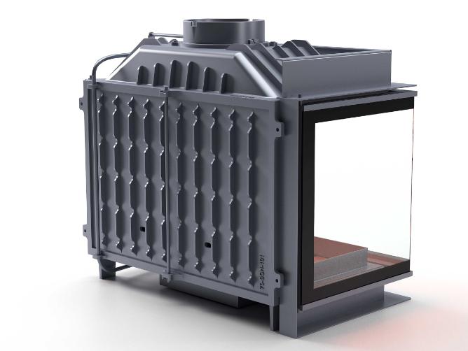 Siyah Camlı Klapeli Döküm Şömine Haznesi Sol Camlı 70 cm