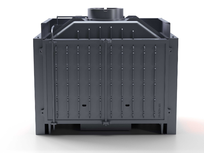 Siyah Camlı Klapeli Döküm Şömine Haznesi Üç Tarafı Camlı 70 cm