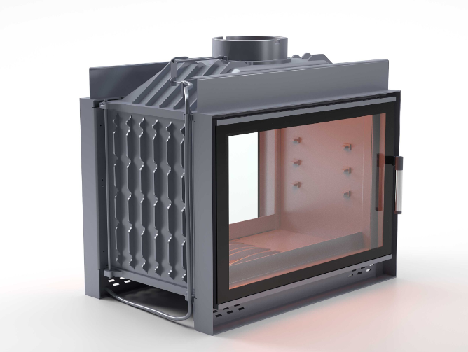 Siyah Camlı Klapeli Döküm Şömine Haznesi Tünel 70 cm