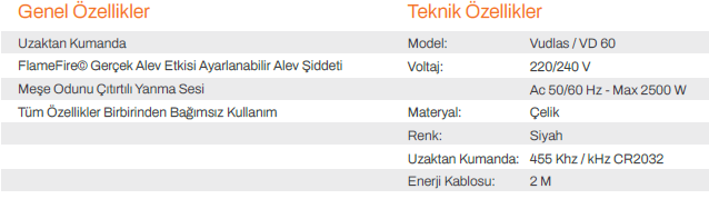 VUDLAS VD ISITICISIZ GÖRSEL KABİNSİZ