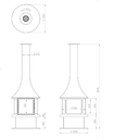 Yuvarlak Camlı Model Orta Şömine 90X90