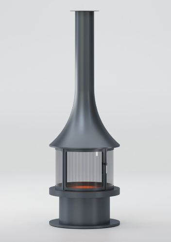 YUVARLAK CAMLI ORTA ŞÖMİNE 90X90