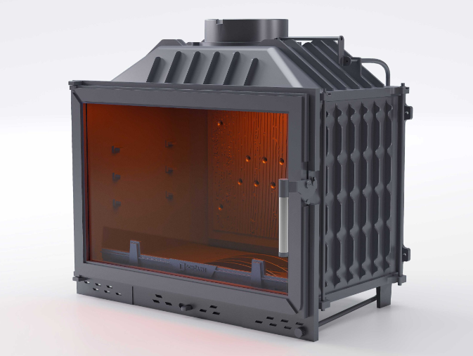 Döküm Şömine Haznesi Klapeli Tek Camlı 70 cm