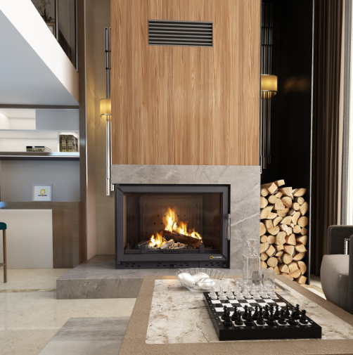 Döküm Şömine Haznesi Klapeli Sol Camlı 70 cm