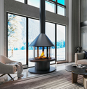 Yuvarlak Camlı Model Orta Şömine 90X90